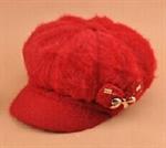 Rød hat med cap og sløjfe